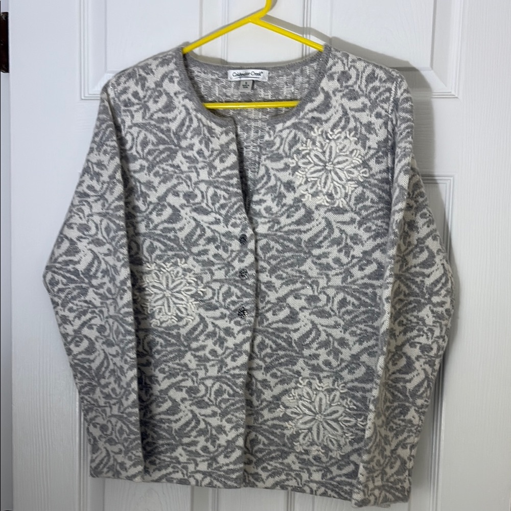 Coldwater Creek Embroidered Wool Blend Cardigan